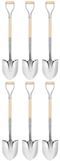 Polished Chrome Ceremonial Shovel with Steel/Wood D-Handle Perfect for Groundbreaking Ceremonies, 44.5-Inch, 6-Pack