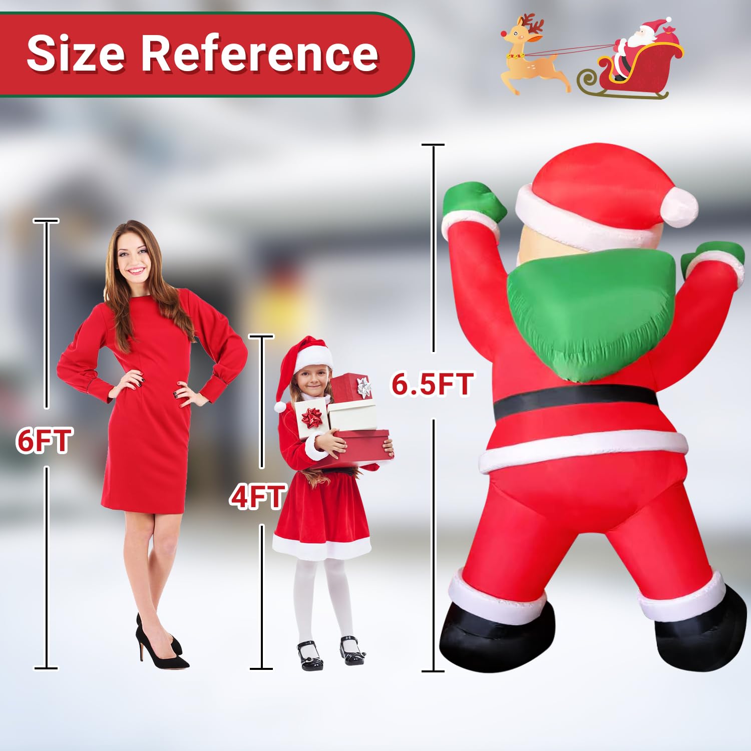 26FT Climbing Inflatable Santa Claus with LED Lights – Lighted Christmas Blow Up Yard Decoration for Outdoor Roof, Chimney, Lawn & Holiday Party Display