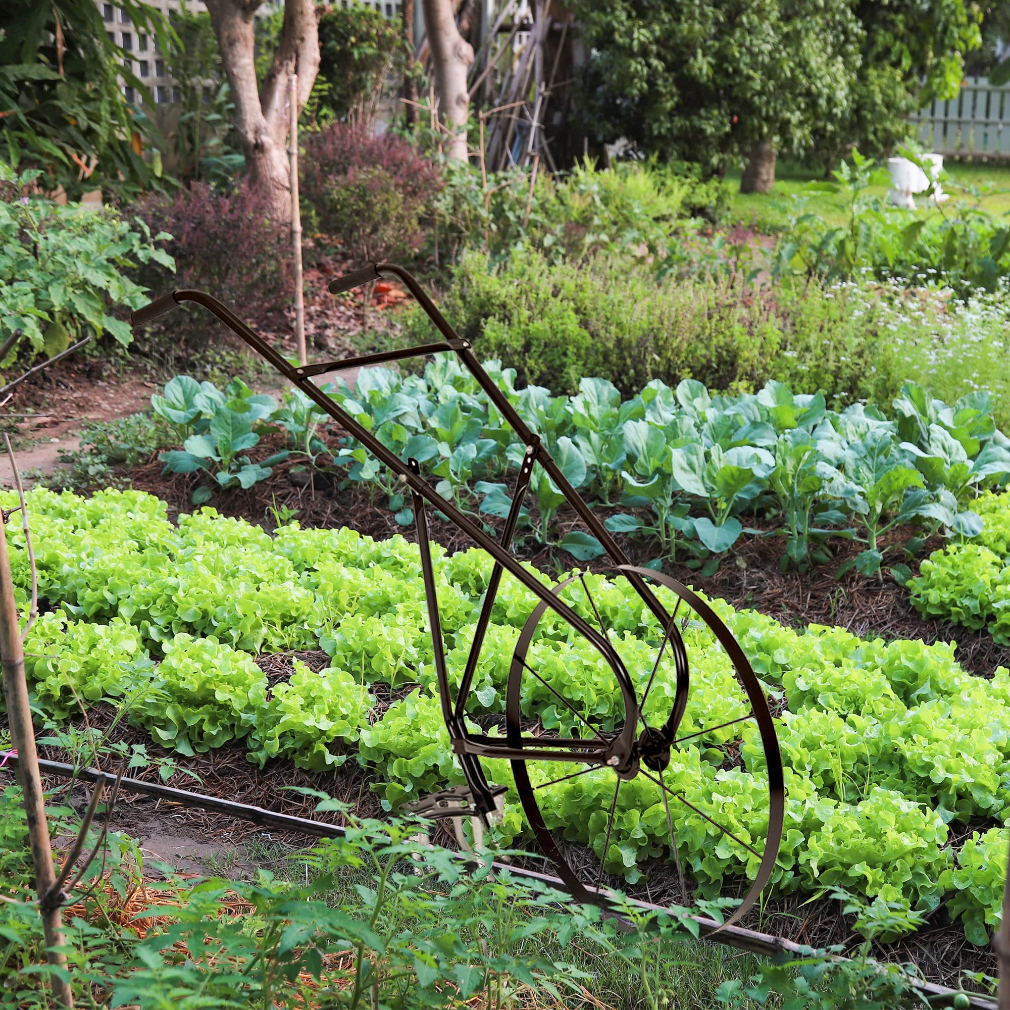 High Wheel Tubular High Wheel Cultivator with Comfort Handle with 3- Position Adjustable, Quick Change Implements, and 24 Inch Steel Wheel