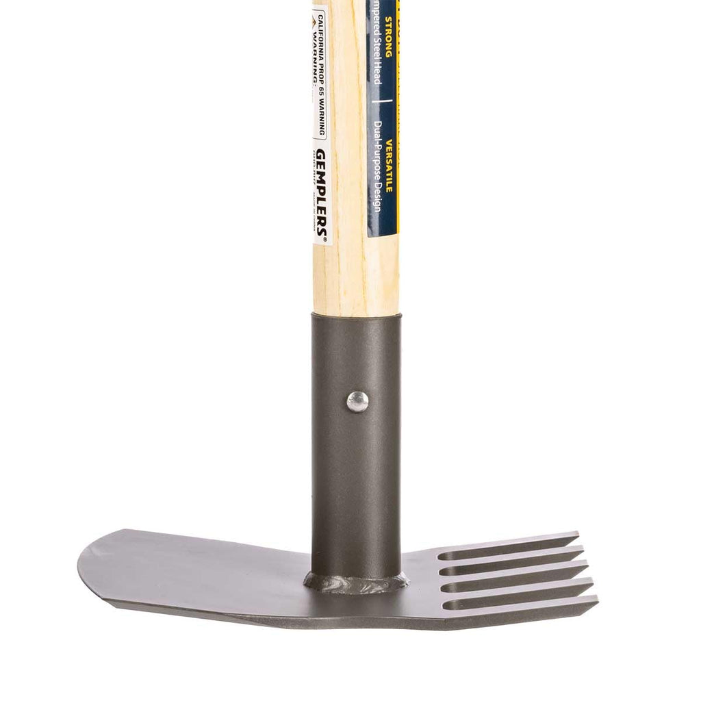 Steel Rake Hoe with Wood Handle, 5 Wide Tines, Multi-Purpose Tool for Gardening, Planting, and Fire Prevention, Commercial Grade, Lifetime Guarantee