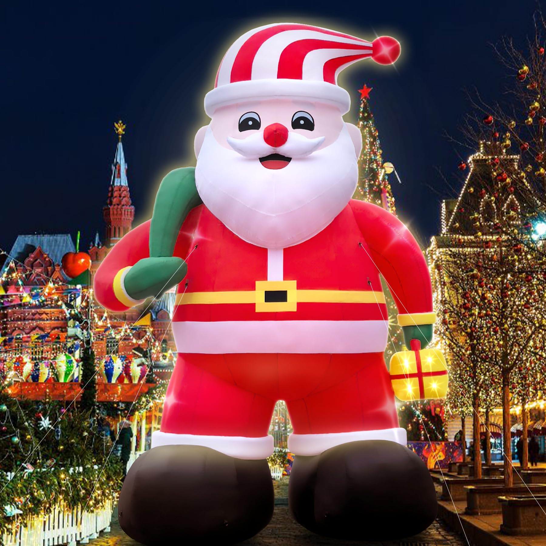 Giant Inflatable Santa Claus Outdoor 26ft Santa Inflatable Christmas Decorations for Blow up Christmas Decorations Outdoor Holiday Lawn Party Shopping Mall (with LED Lights)