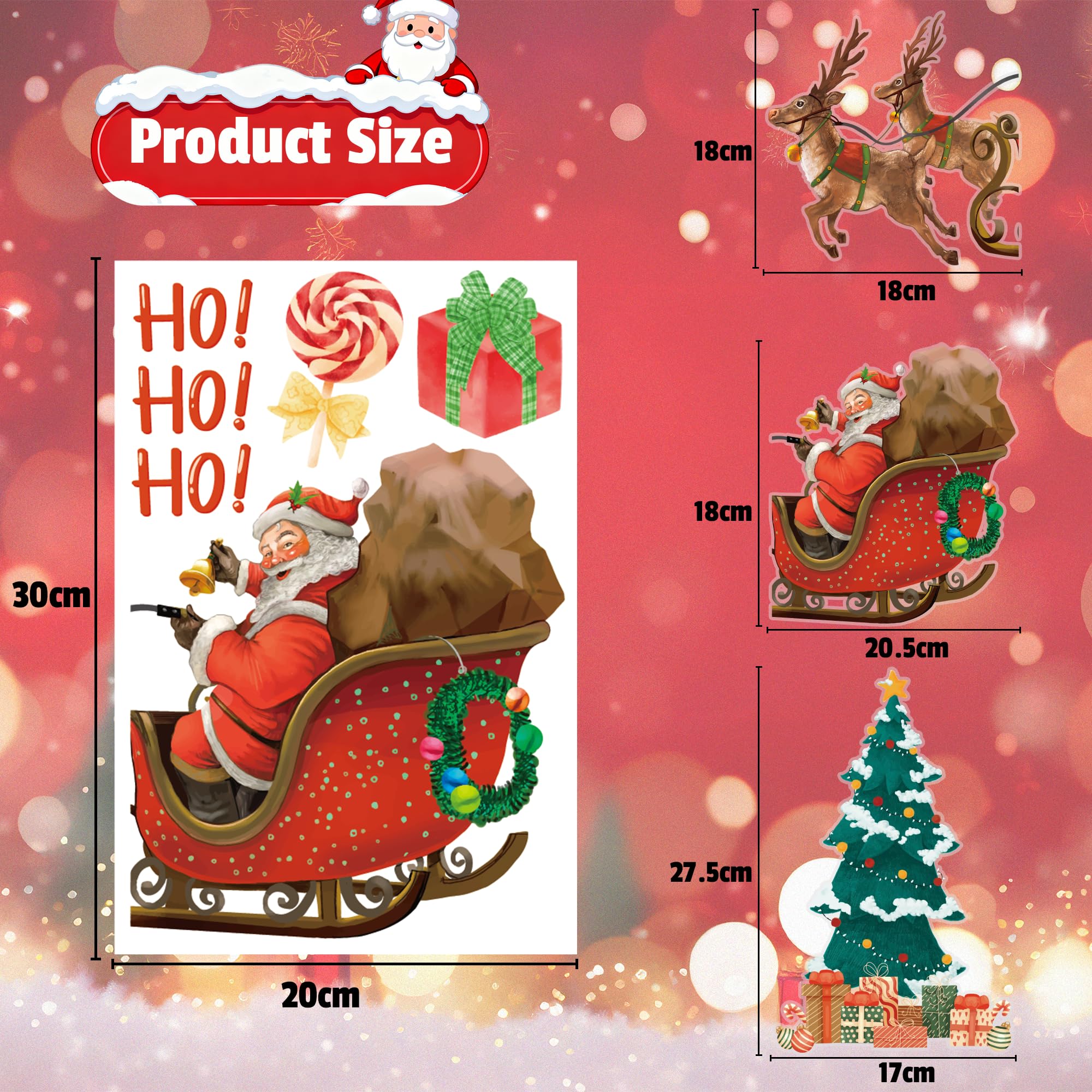 Christmas Party Decorations - Snowflake Window Clings Stickers for Glass | Christmas Decorations Indoor Outdoor - Holiday Santa Claus Reindeer Decals Xmas Decor Party Favors Supplies for Outside 2025