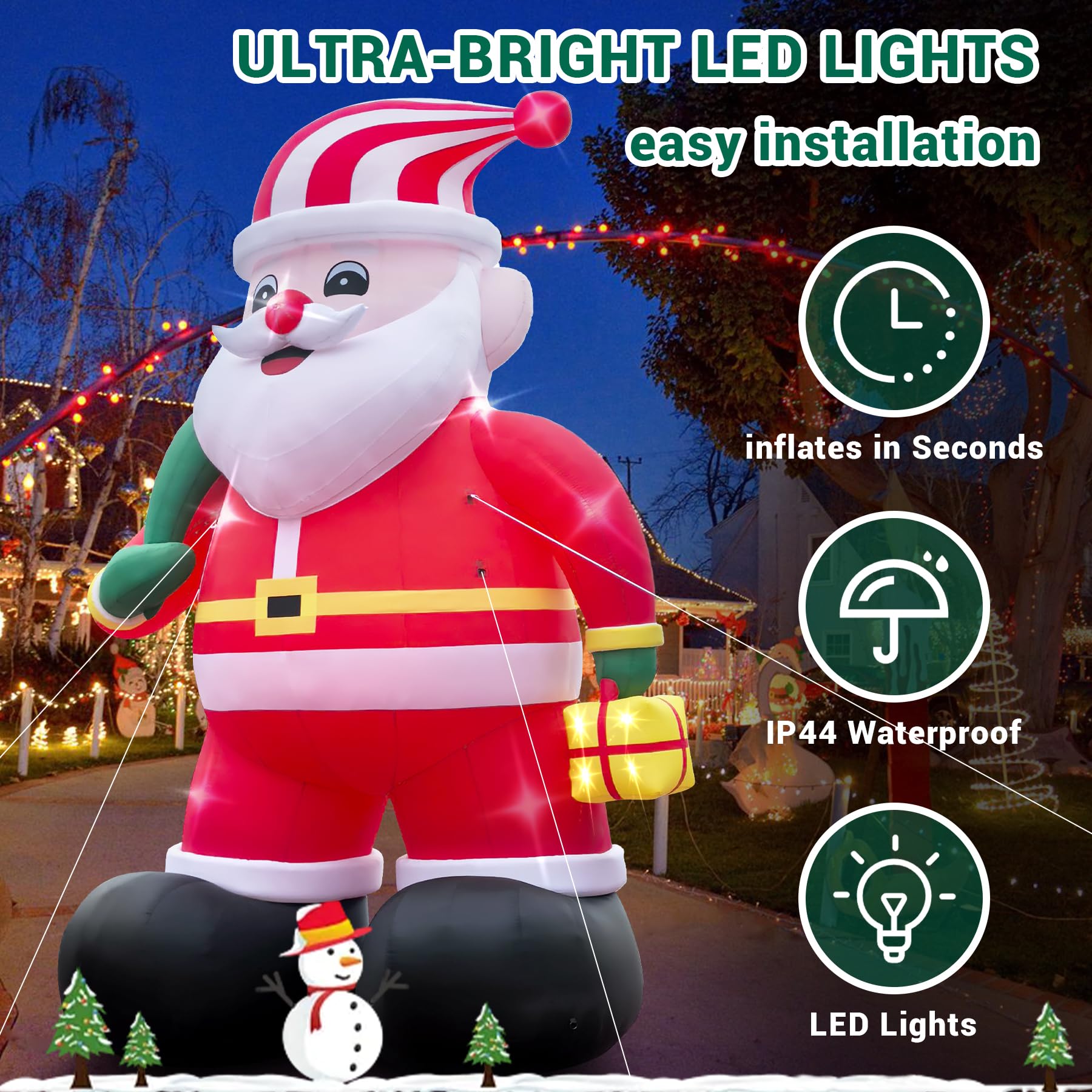 Giant Inflatable Santa Claus Outdoor 26ft Santa Inflatable Christmas Decorations for Blow up Christmas Decorations Outdoor Holiday Lawn Party Shopping Mall (with LED Lights)