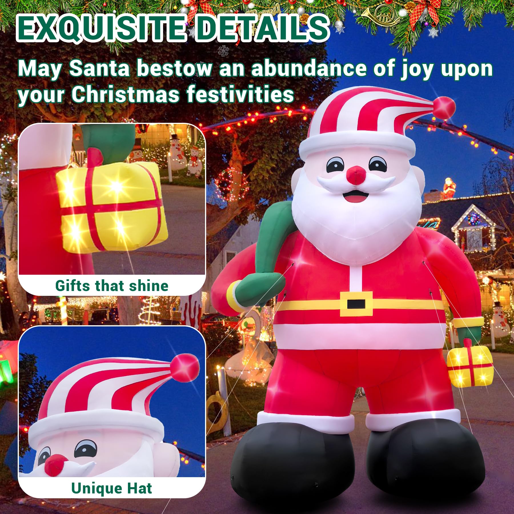 Giant Inflatable Santa Claus Outdoor 26ft Santa Inflatable Christmas Decorations for Blow up Christmas Decorations Outdoor Holiday Lawn Party Shopping Mall (with LED Lights)
