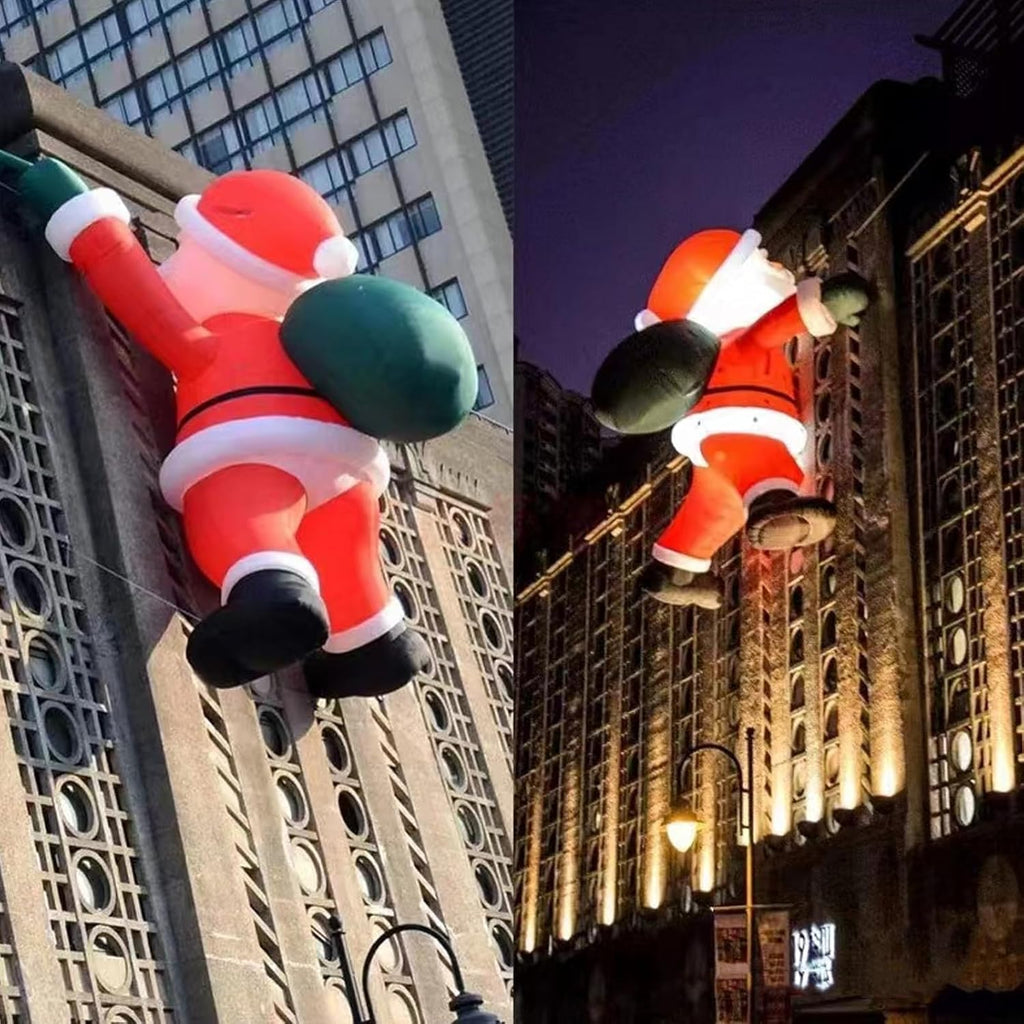 20FT Climbing Inflatable Santa Claus with LED Lights – Lighted Christmas Blow Up Yard Decoration for Outdoor Roof, Chimney, Lawn & Holiday Party Display